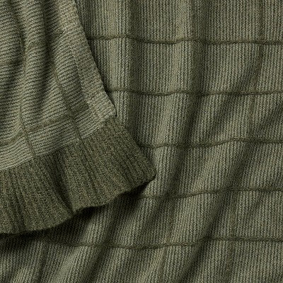 50"x60" Windowpane Plaid with Ruffle Throw Blanket Green - Threshold designed with Studio McGee