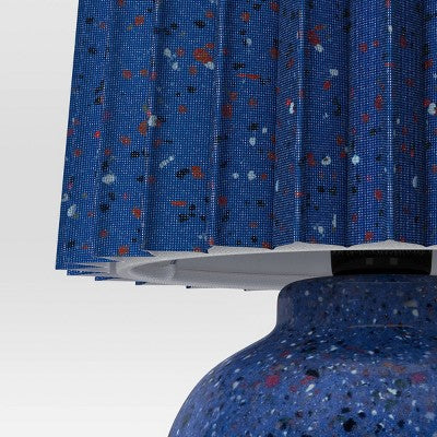 Mini Printed Ceramic Base Table Lamp with Printed Pleated Shade Candid Cobalt - Room Essentials