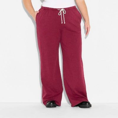 Women's Mid-Rise Knit Sweatpants - Wild Fable Burgundy XXL