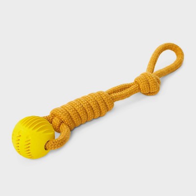 14" Rope with Ball Dog Toy - Boots & Barkley Yellow