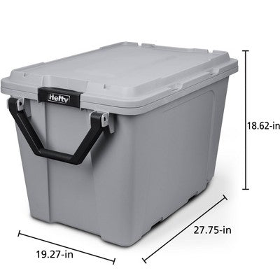 Hefty 28gal Max Tote Wheel: Polypropylene Storage Bin with Lid, Locking Handles & Wheels, Universal Utility Tubs, Gray (LOCAL PICKUP ONLY)