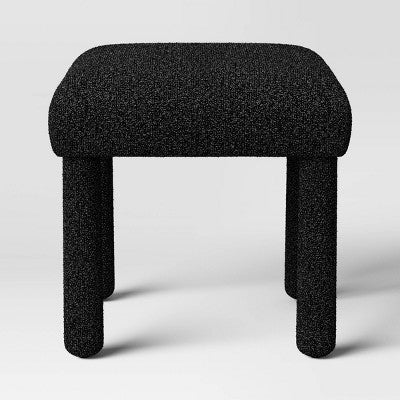 Upholstered Square Stool Ottoman Black Boucle - Room Essentials (LOCAL PICKUP ONLY)