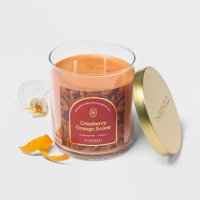 2 Wick 15.1oz Lidded Jar Candle Cranberry Orange Scone - Threshold