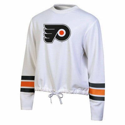 NHL Philadelphia Flyers Women's White Long Sleeve Fleece Crew Sweatshirt - L