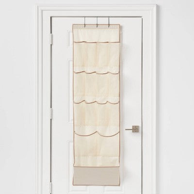 15 Pocket Over-the-Door Hanging Shoe Storage Tan - Brightroom