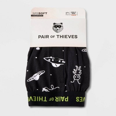 Pair of Thieves Men's Super Soft Boxer Briefs - Black Space Print L