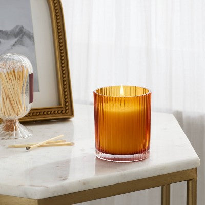 Mini Ribbed Glass Candle Vanilla Pumpkin - Threshold