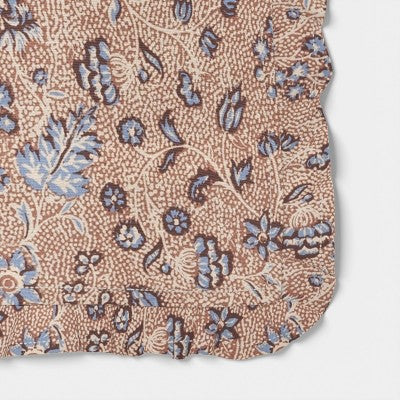 84"x60" Block Print Ruffle Tablecloth - Threshold