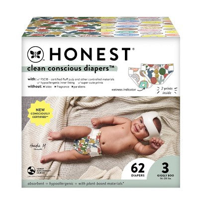 The Honest Company Clean Conscious Disposable Diapers - Donut Grow Up & Cactus Cuties - Size 3 - 62ct