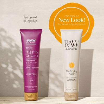 Raw Sugar The Mighty Curl Leave-In Conditioner - Papaya + Coconut - 5 fl oz: Vegan, Moisturizing, Smoothing, Curly Hair