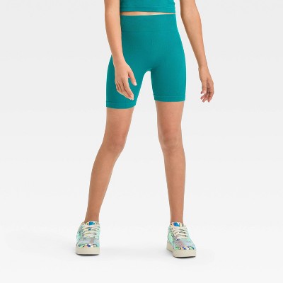 Girls' Seamless Bike Shorts - All In Motion Turquoise Green S