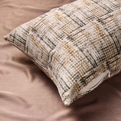 Lumbar Heavyweight Linen Blend Decorative Throw Pillow Grid Print - Casaluna (LOCAL PICKUP ONLY)