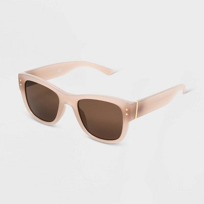 Women's Shiny Plastic Square Sunglasses - Universal Thread Tan