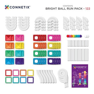 CONNETIX Magnetic Tiles Bright Ball Run Pack : Creative Building Educational Toy Set 122pc