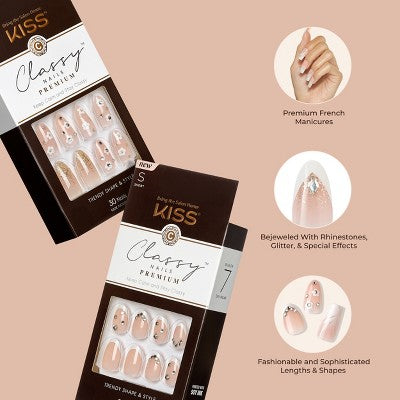 KISS Products Classy Fake Nails Premium - Gorgeous - 33ct