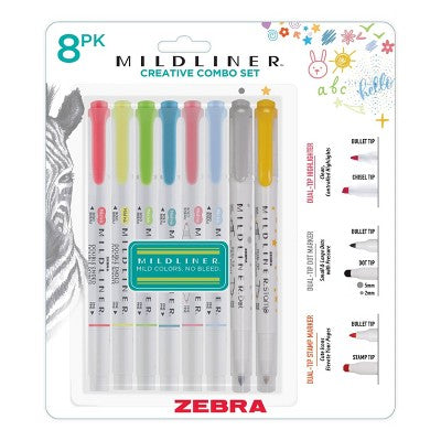 Zebra 8ct Mildliner Stamp Dot Set Taffy Swirl