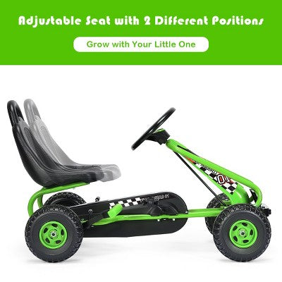 Costway Kids Pedal Go Kart 4 Wheel Ride On Toys w/ Adjustable Seat & Handbrake Green (LOCAL PICKUP ONLY)