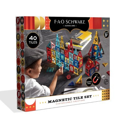 FAO Schwarz Magnetic Tile Set Primay 40pc