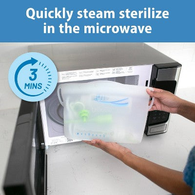 Dr. Brown's Silicone Microwave Sterilizer Steam Bag: Grip Handle, Reusable, BPA-Free