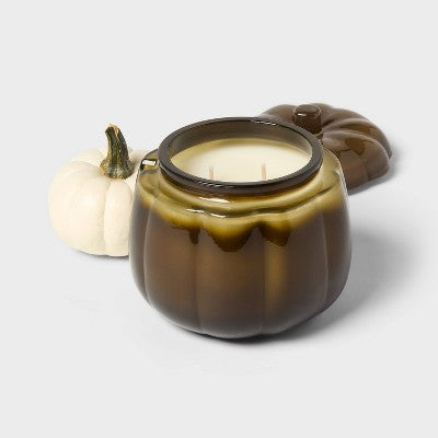 2 Wick Large Glass Fall Pumpkin Candle Heirloom Pumpkin Jar - Threshold: Fall