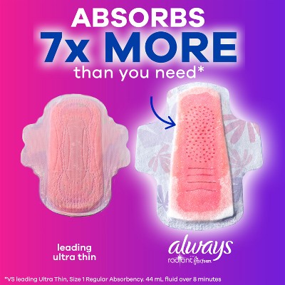 Always Radiant Extra Heavy Flow Pads with Wings - Light Clean Scent - Size 3 - 40ct