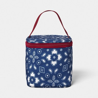 4 Cans/3.1 qt Soft Sided Personal Cooler Blue Bandana Print - Sun Squad