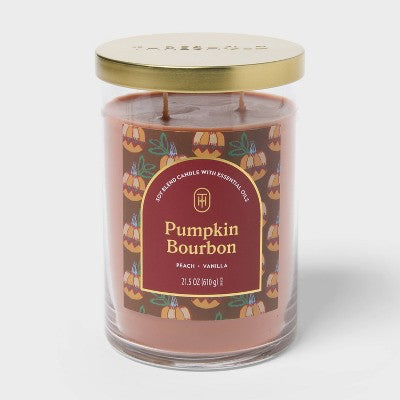 2 Wick 21.5oz Lidded Jar Candle Pumpkin Bourbon - Threshold