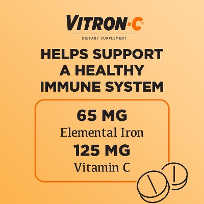 Vitron-C Iron with Vitamin C Immune Support Vegan Supplement Tablet - 60ct