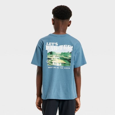 Boys' Cotton Active T-Shirt - All In Motion Blue L