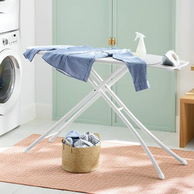 Wide Ironing Board White Metal with Creamy Chai Cover and Iron Rest - Brightroom (LOCAL PICKUP ONLY)