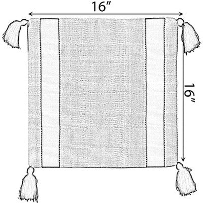 DEERLUX 16" Handwoven Cotton Throw Pillow Cover with Side Stripes, Black