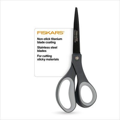 Fiskars Performance 8" Softgrip Non-Stick Titanium Fashion Scissors Black