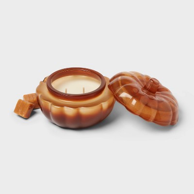 2 Wick Lidded Glass Pumpkin Bourbon Jar Candle 5oz - Threshold