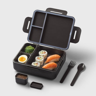 Adult Bento Boxes - All In Motion Black: Recycled Polypropylene Latch Closure