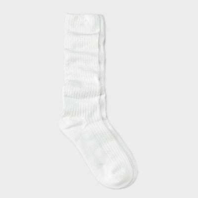 Women's Ribbed Supersoft Slouch Crew Boot Socks - Universal Thread Ivory 4-10