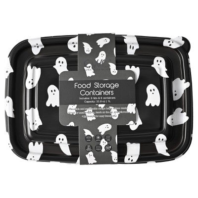 Cook With Color 6pc Halloween Ghosts Rectangular Food Storage Container Set