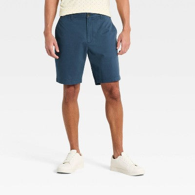 Men's 9" Flat Front Shorts - Goodfellow & Co Navy Blue 36
