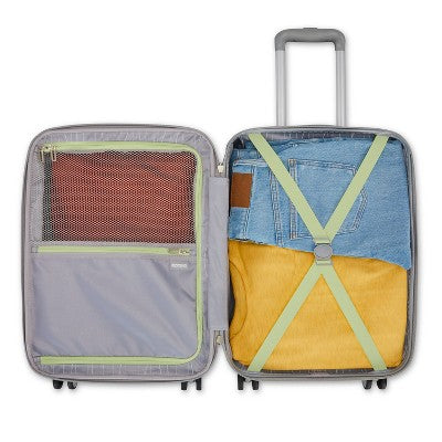 American Tourister Modern Hardside Carry On Spinner Suitcase - Green Palms: Botanical ABS Shell