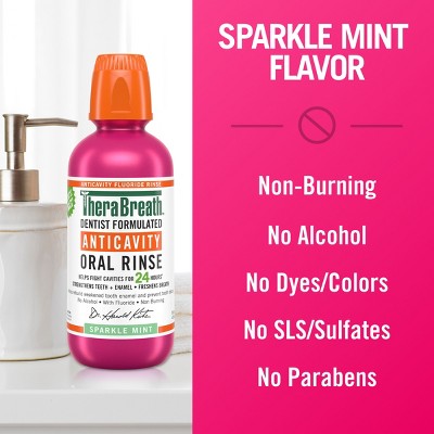 TheraBreath Anticavity Fluoride Mouthwash - Sparkle Mint - Trial Size - 3 fl oz