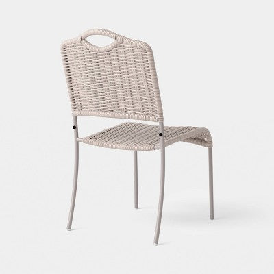 Monochromatic Rope Armless Patio Dining Stack Chair Beige - Threshold (LOCAL PICKUP ONLY)