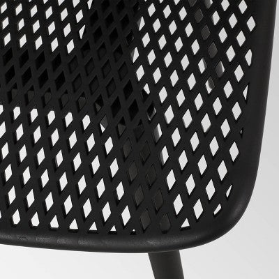 Posey 2pk Resin Modern Dining Chairs - Black - Christopher Knight Home: Weather-Resistant, Armless Patio Seating (LOCAL PICKUP ONLY)