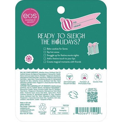 eos Holiday Mini Super Balms - Peppermint Twist, Milk & Cookies, Marshmallow Fluff - 0.72 fl oz/3pk