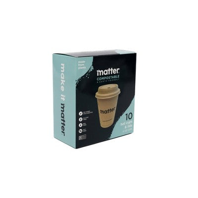 Matter Compostable Hot Disposable Cup with Lid - 12oz/10ct