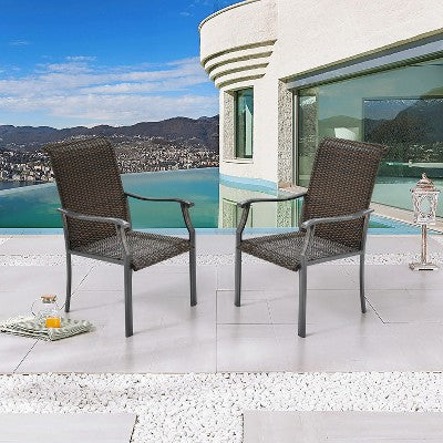 Saint Birch 2 Piece Outdoor Dining Chair Set, Brown (LOCAL PICKUP ONLY)