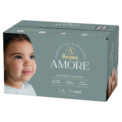 Amore by Pampers Diapers Enormous Pack - Size 6 - 72ct: Diaper Weight Range 22-37 lbs, Disposable