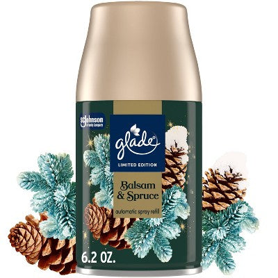 Glade Automatic Air Freshener Room Spray Holiday Scent Refills - Balsam & Spruce - 6.2oz
