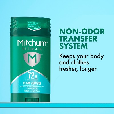 Mitchum 72-Hours Men's Solid Deodorant - Clean Control - 2.7oz: Vegan, Under Arm Application, Antiperspirant