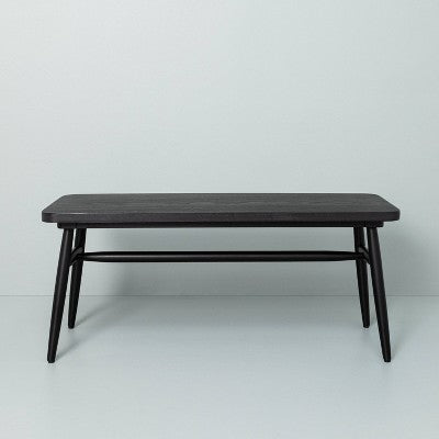 Shaker Wooden Dining Bench - Black - Hearth & Hand with Magnolia: Rubberwood Frame, Seats 2, Farmhouse Style (LOCAL PICKUP ONLY)