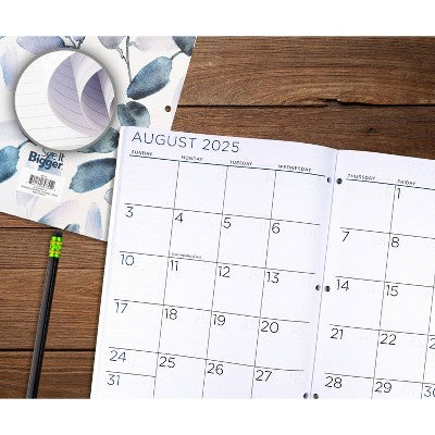 PlanAhead, See it Bigger, Jan 2025-Dec 2026 Monthly, Planner, 8.5"x11", Blue Leaf Floral