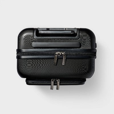 Carry On Spinner Wheels Suitcase with Front Pocket Black - Open Story